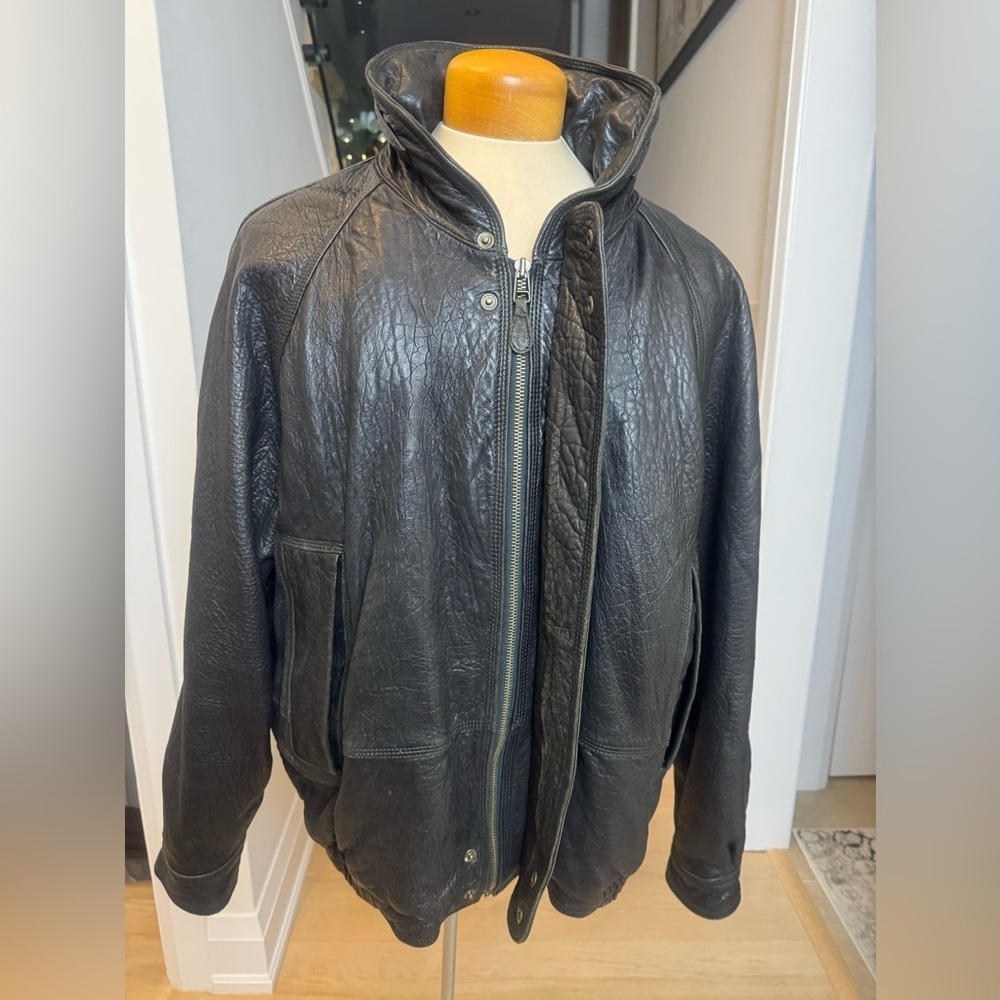 Vintage Nautica Genuine Leather Jacket Men’s Size 46 Black - Picture 2 of 11